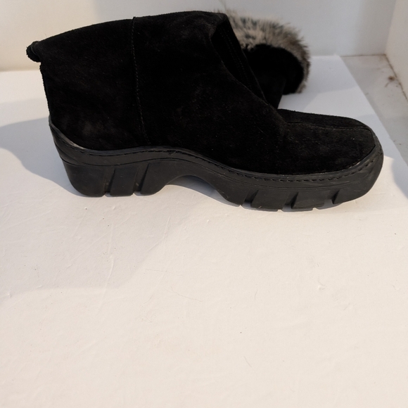 Women's Black Suede Boots With Faux Fur Trim EU Size 38 - Picture 11 of 11